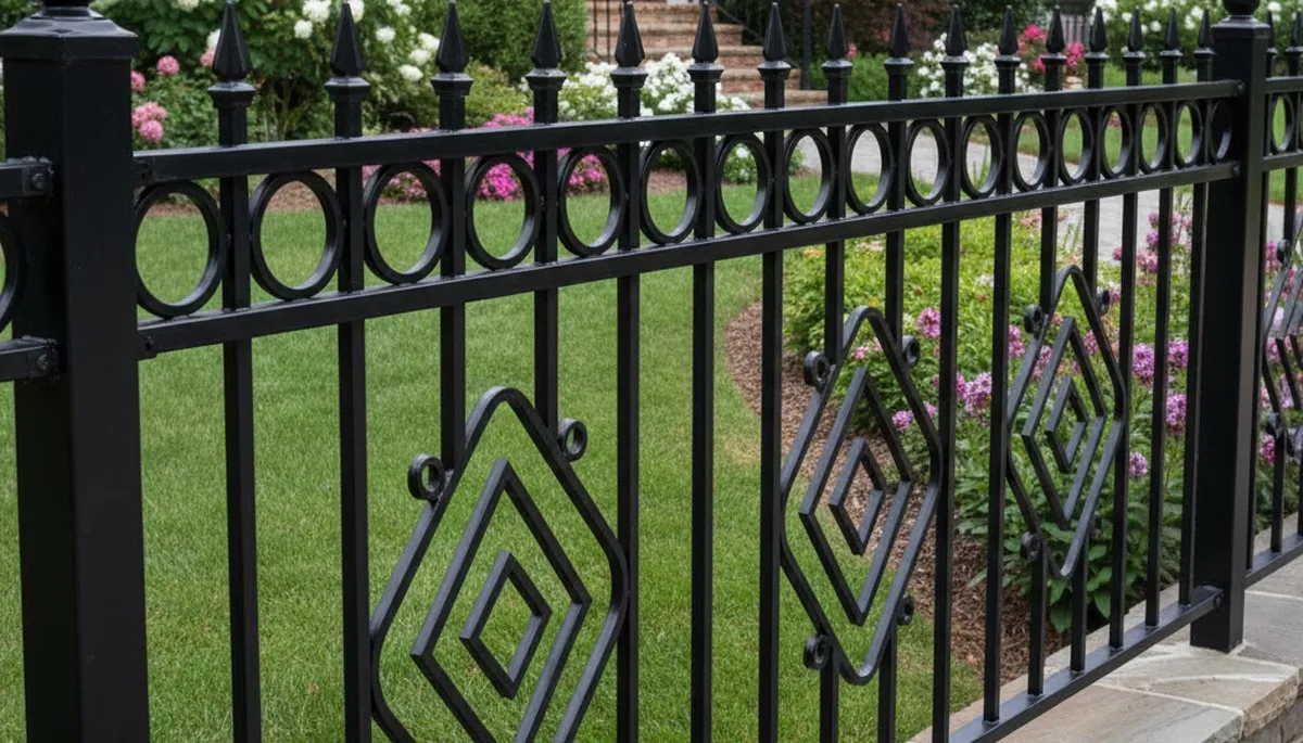 Black ornamental metal fence installation by Chop Chop Landscaping in Greenville, NC