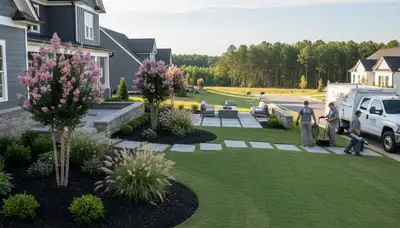 Landscaping crew serving Greenville, NC with professional lawn care and landscape maintenance