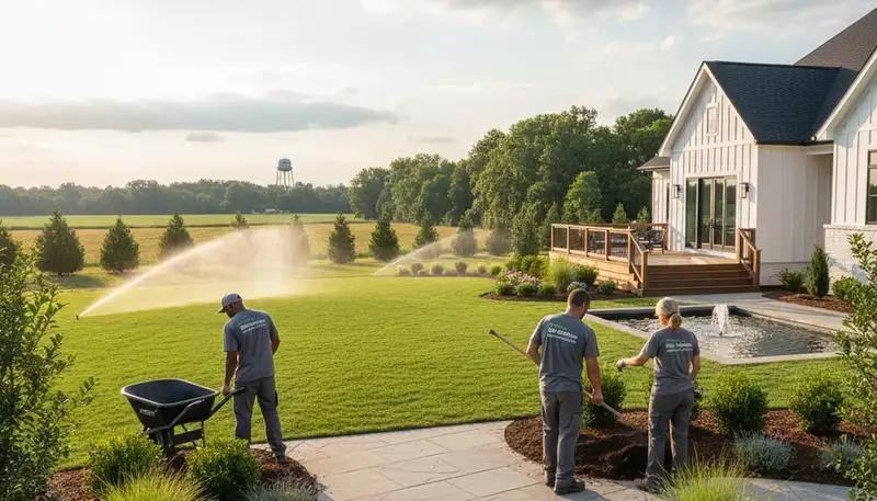 Landscaping team serving Greenville, NC with professional lawn care and yard maintenance services