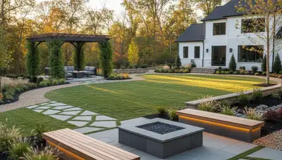 Landscaping crew providing lawn care and yard maintenance in Greenville, NC
