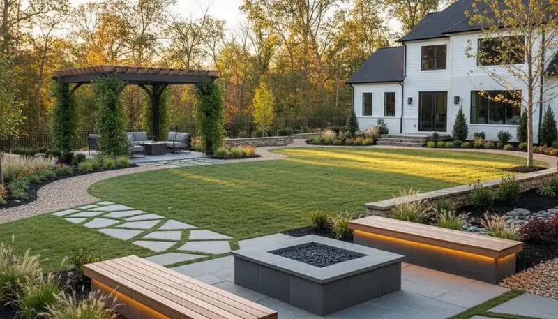 Landscaping crew providing lawn care and yard maintenance in Greenville, NC