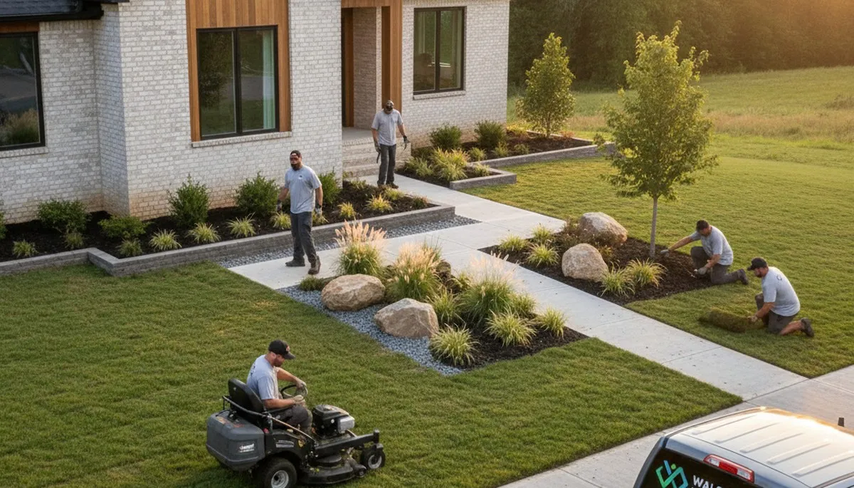 Landscaping team providing professional yard care in Greenville, NC