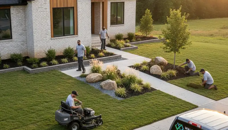 Landscaping team providing professional yard care in Greenville, NC