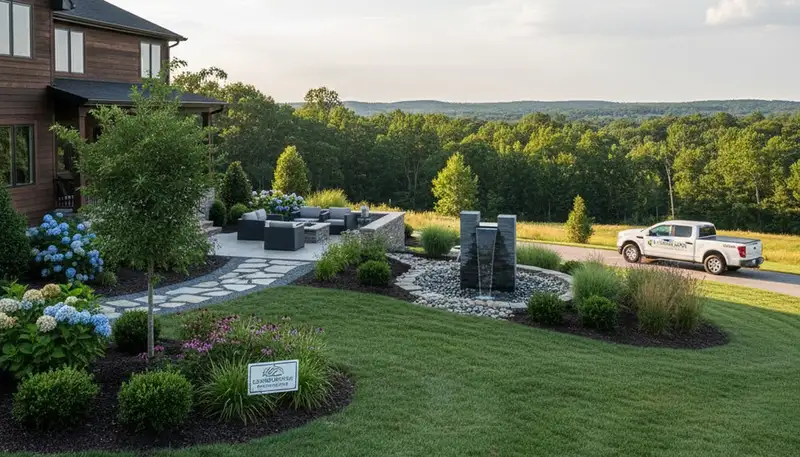 Landscaping crew serving Greenville, NC, providing professional lawn care and landscape maintenance