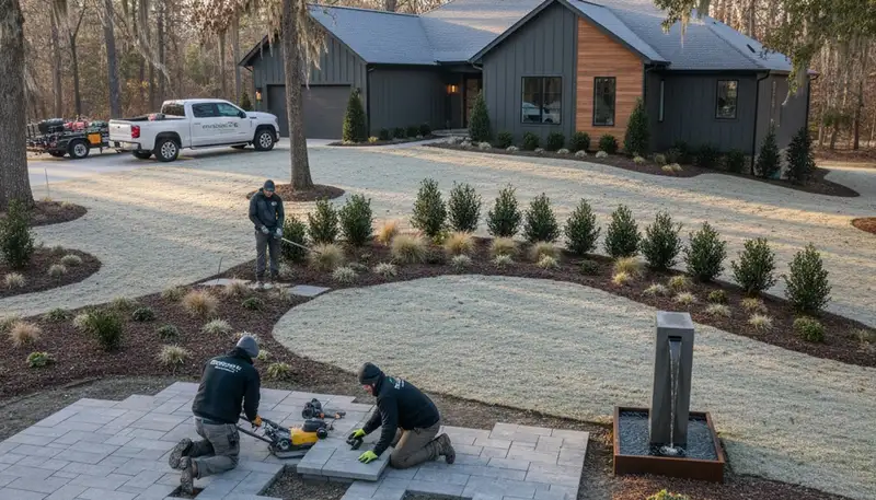 Greenville, NC landscaping team providing professional lawn care and landscape maintenance