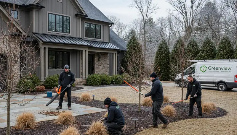 Landscaping crew working in Greenville, NC on a professional residential yard project