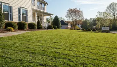 Freshly installed bright green sod lawn by Chop Chop Landscaping in Greenville, NC