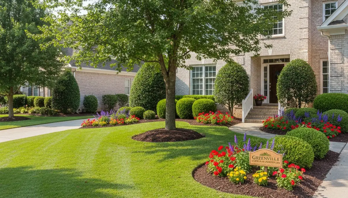Pristine residential lawn showing professional maintenance results in Greenville, NC landscaping service
